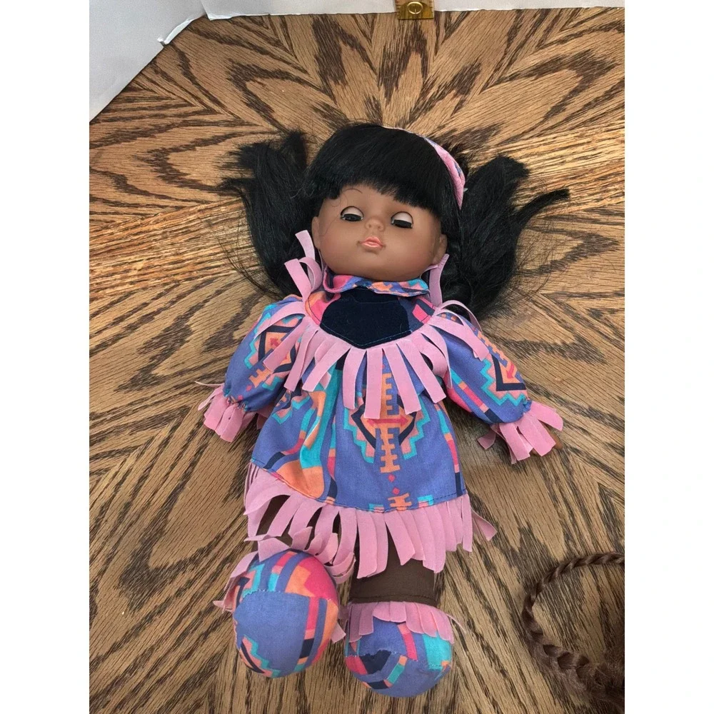Vintage 90s Gi-Go Toys Southwestern Fringe Soft Body Doll 12‎ Inch Purple Pink